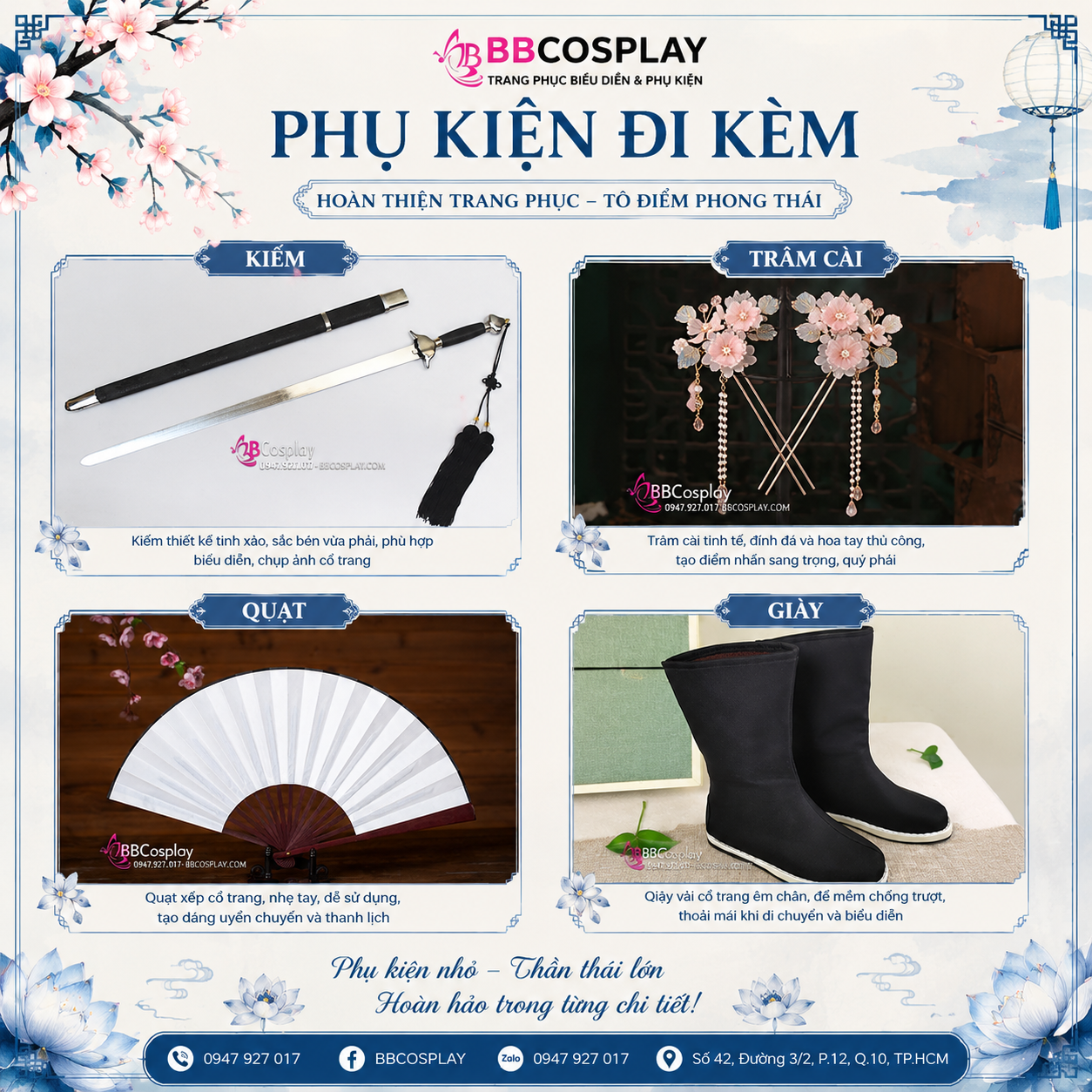 phụ kiện hán phục cặp đôi trọn gói tphcm