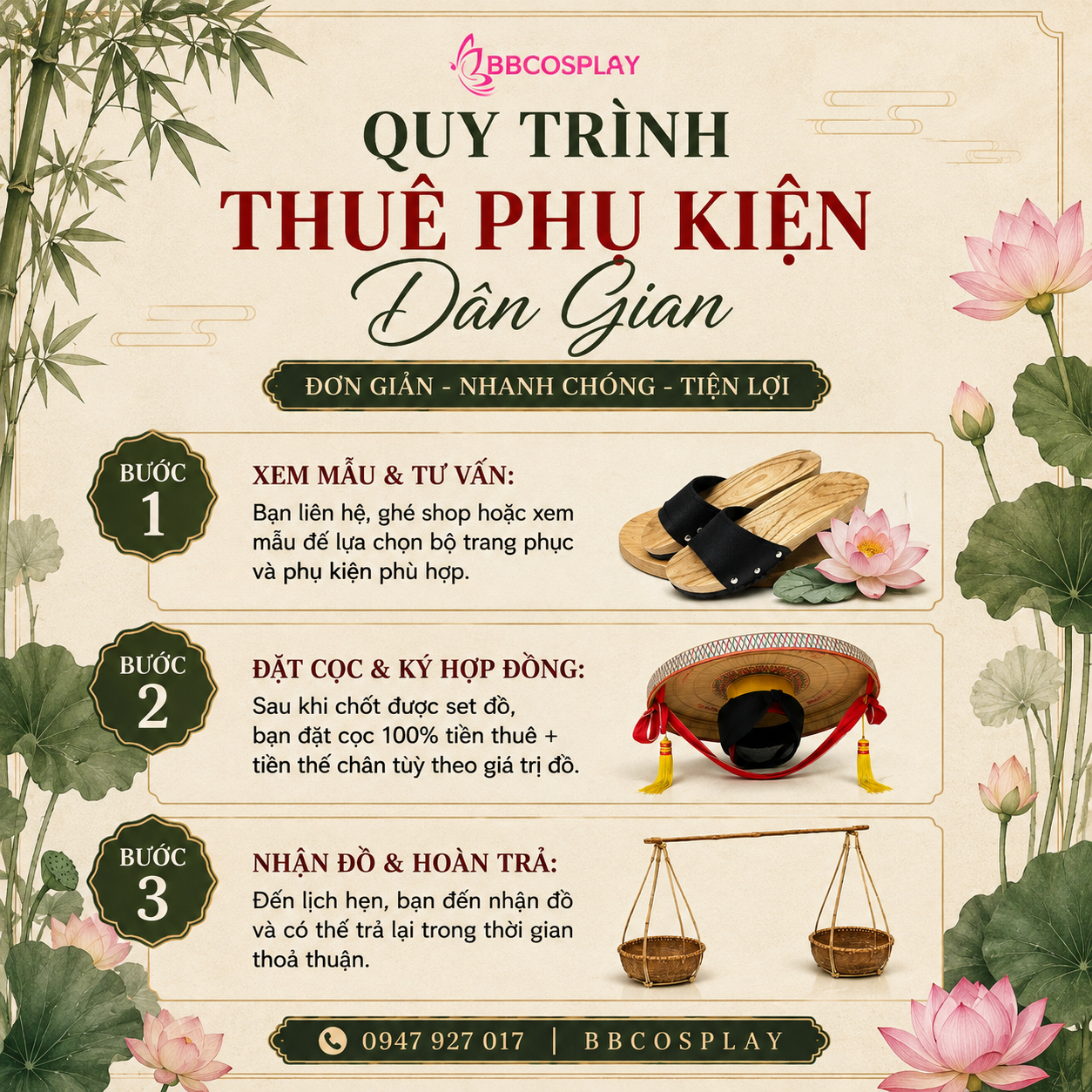 Quy trình thuê phụ kiện Dân Gian Tại BBCOSPLAY