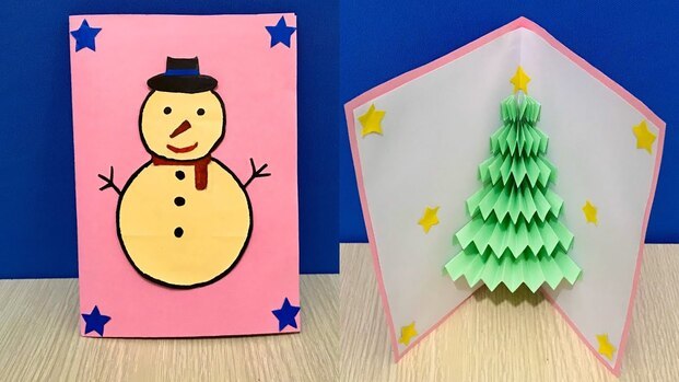 Thiệp Giáng Sinh hình người tuyết làm đơn giản bằng giấy A4 (Nguồn: Internet)