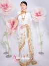 Trang Phục Sari Ấn Độ Trắng Viền Vàng