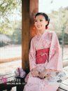 Yukata Nhật Bản Hoa Đào Nền Hồng