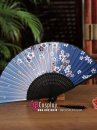 Uchiwa Quạt Mỹ Thuật Nhật Bản Hoa Đào Nền Xanh