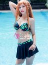 Đồ Bơi Bikini Xanh Hawaii Váy Đen
