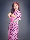 Áo Dài Cô Ba Sài Gòn Hồng Chấm Bi