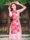 Áo Dài Cô Ba Sài Gòn Tone Hồng Váy Hồng