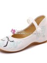 Giày Thêu Vải Hán Phục Chim Hạc Mũi Bale Cao 4.5cm Size 38
