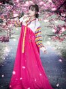 Hanbok Hàn Quốc Tay Áo Sọc Váy Hồng 37