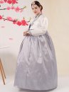 Hanbok Hàn Quốc Áo Trắng Váy Xám