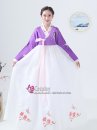 Hanbok Hàn Quốc Áo Tím Váy Trắng