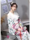 Kimono Yukata Nhật Bản Trắng Hoa Hiện Đại