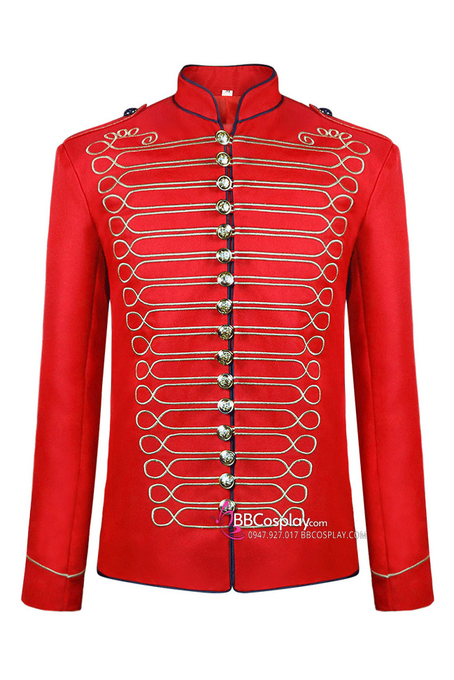 Vest Cổ Điển Phục Hưng Edwardian Đỏ Viền Chỉ Vàng