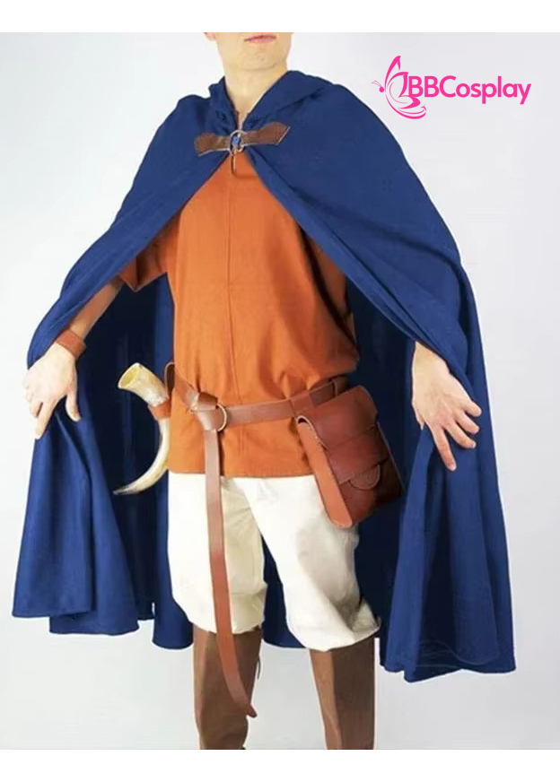 Choàng Có Nón Vải Nhung Khoen Tròn - Xanh Dương