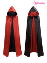 Áo Choàng 2 Lớp Vải Phi Bóng Có Nón - Đỏ Đen