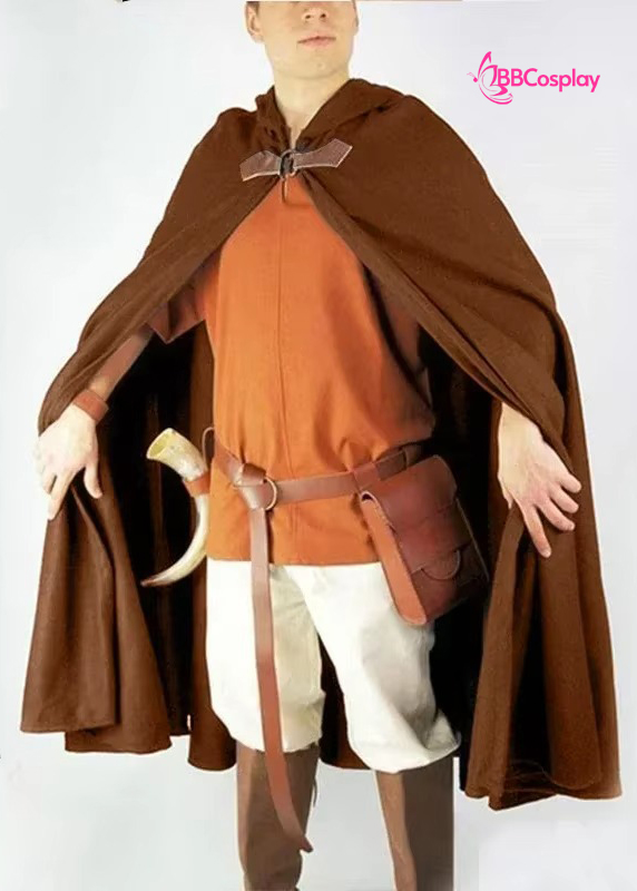 Choàng Khoác Phù Thuỷ Pháp Sư Nâu Nhung Có Khoen