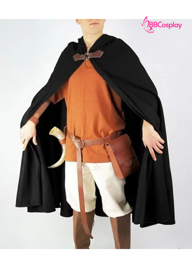 Choàng Có Nón Dáng Ngắn Khoen Tròn - Màu Đen