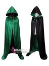 Áo Choàng 2 Lớp Vải Phi Bóng Có Nón - Xanh Lá Đen