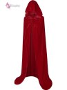 Áo Choàng Đỏ Nỉ Nhung Có Nón Dài - Màu Đỏ Đậm