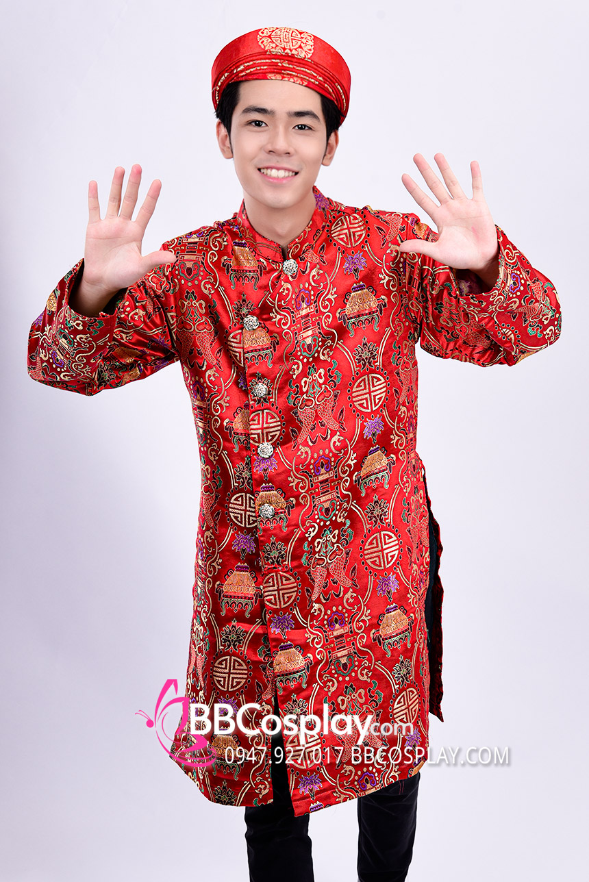 Áo Dài Nam Gấm Đỏ