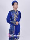 Áo Dài Nam Xanh Dương Hoạ Tiết Vẽ Tay Vân Mây