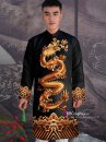 Áo Dài Nam Cách Tân Đen In Hình Rồng Vàng