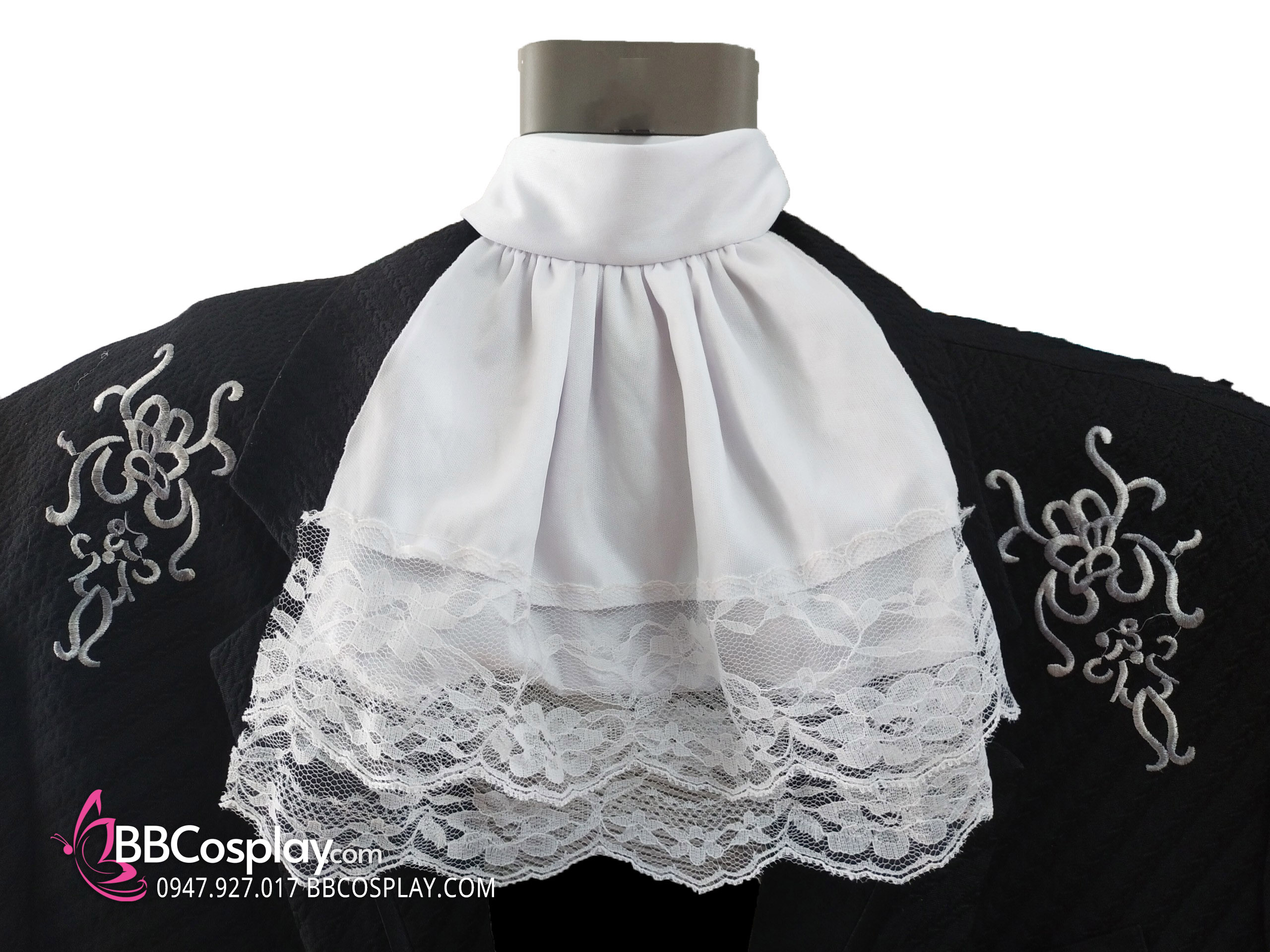 Nơ Cổ Hoàng Gia Trắng Ren 2 Tầng Nhỏ