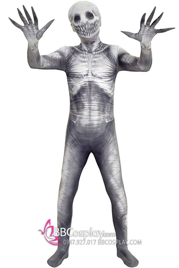 Quần Áo Quái Vật Kinh Dị Bộ Xương Neon Halloween Jumsuit