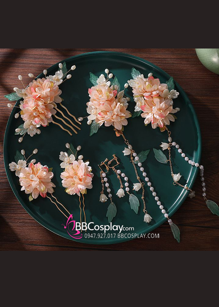 Bộ 7 Món Trâm Cài Cổ Trang - Hồng Anh Hoa Tử