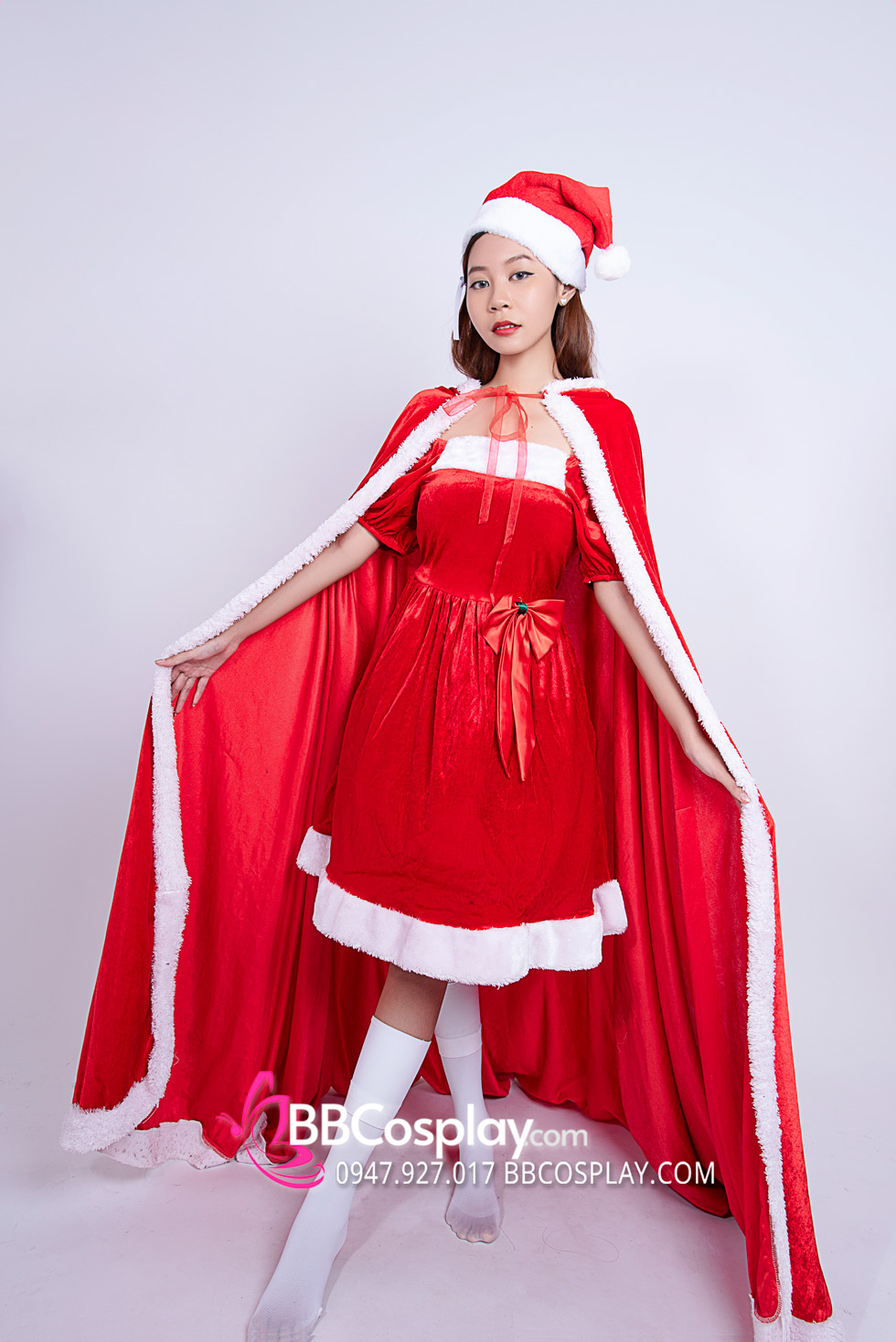 Đầm  Bà Già Noel Cổ Chữ U Váy Dài