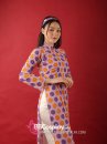 Áo Dài Cô Ba Sài Gòn Tím Chấm Bi Tím Cam