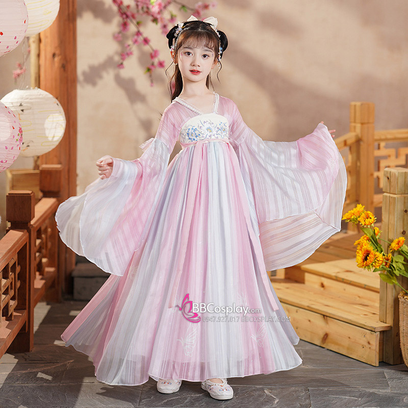 Trang Phục Hằng Nga Bé Gái Thêu Hoa Váy Chuyển Màu Tay Xòe - Hương Liên