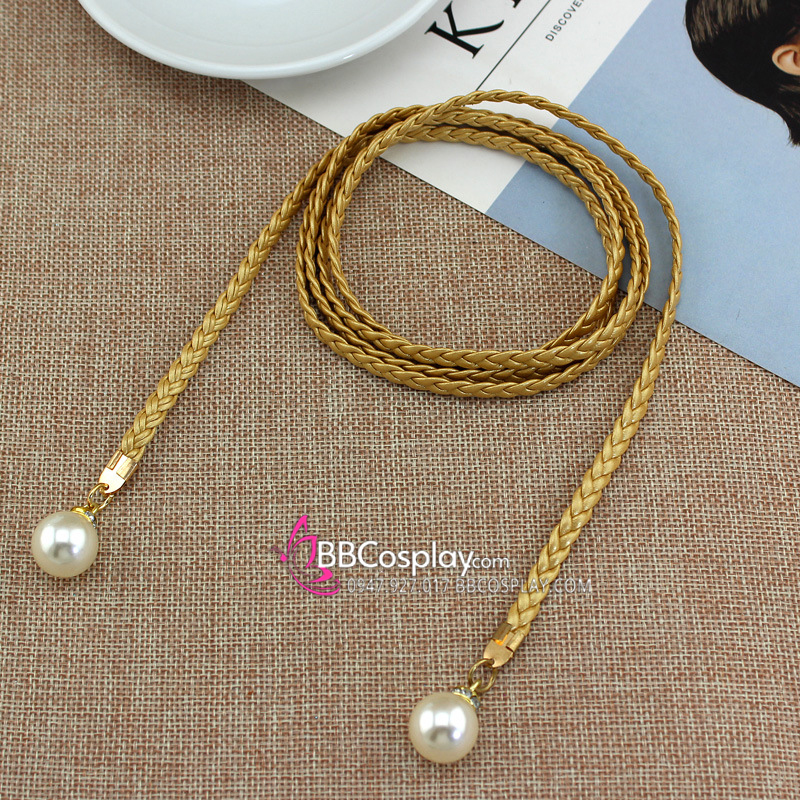 Dây Phụ Kim Tuyến Loại Ngọc Trai - Obijime -Vàng