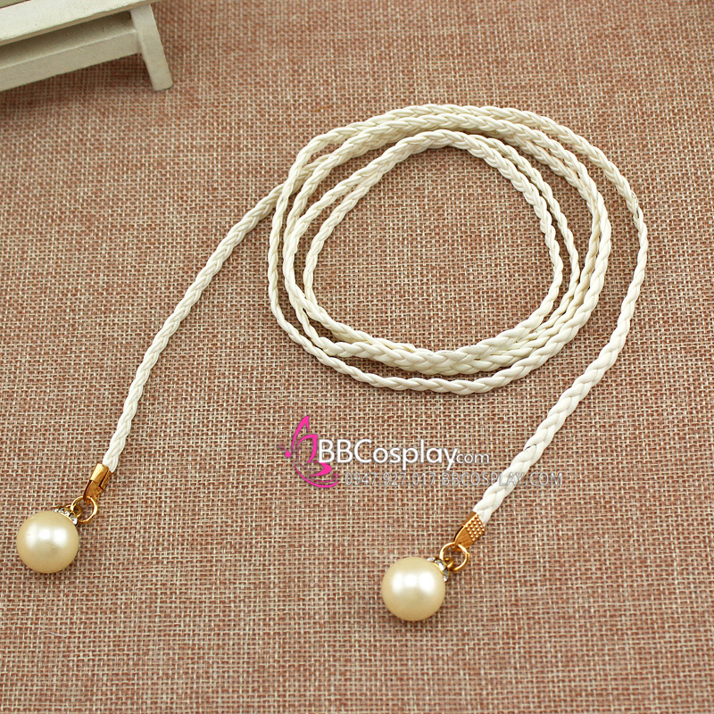 Dây Phụ Kim Tuyến Loại Ngọc Trai - Obijime -Trắng Ngà