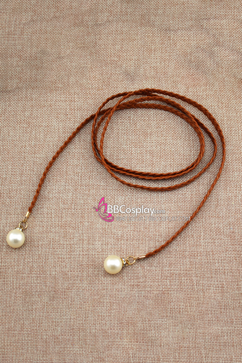 Dây Phụ Kim Tuyến Loại Ngọc Trai - Obijime - Nâu