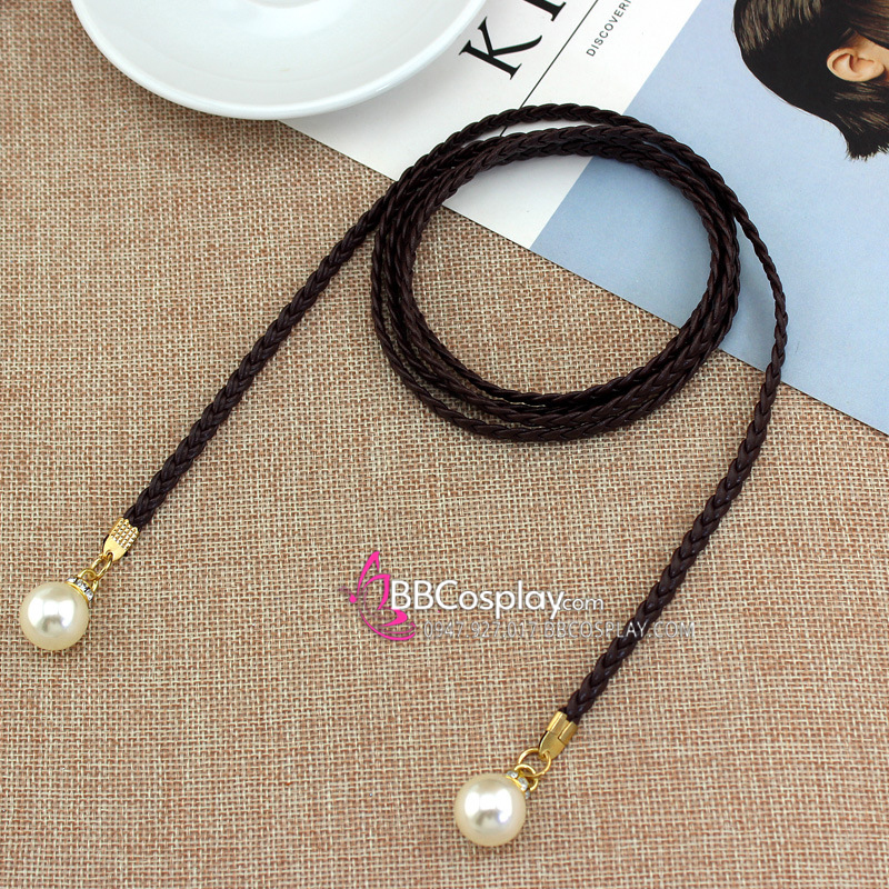 Dây Phụ Kim Tuyến Loại Ngọc Trai - Obijime -  Đen