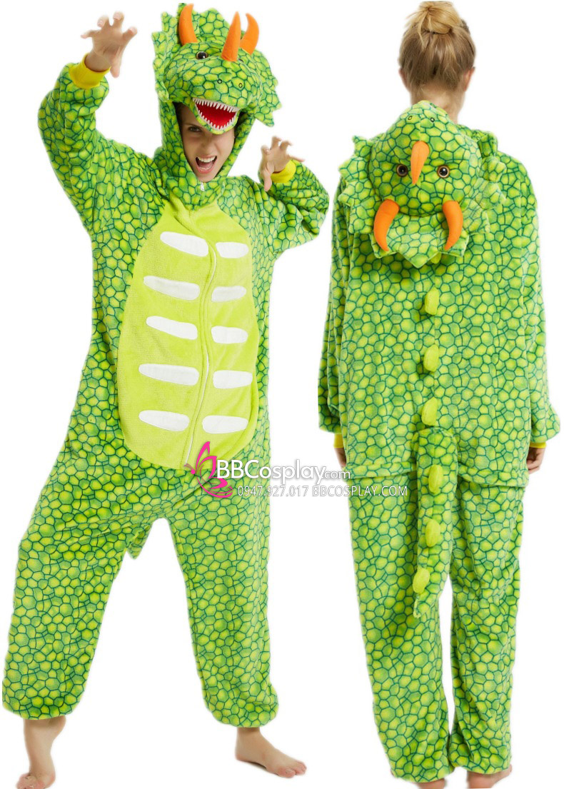 Đồ Khủng Long Triceratops Xanh Lá Cây