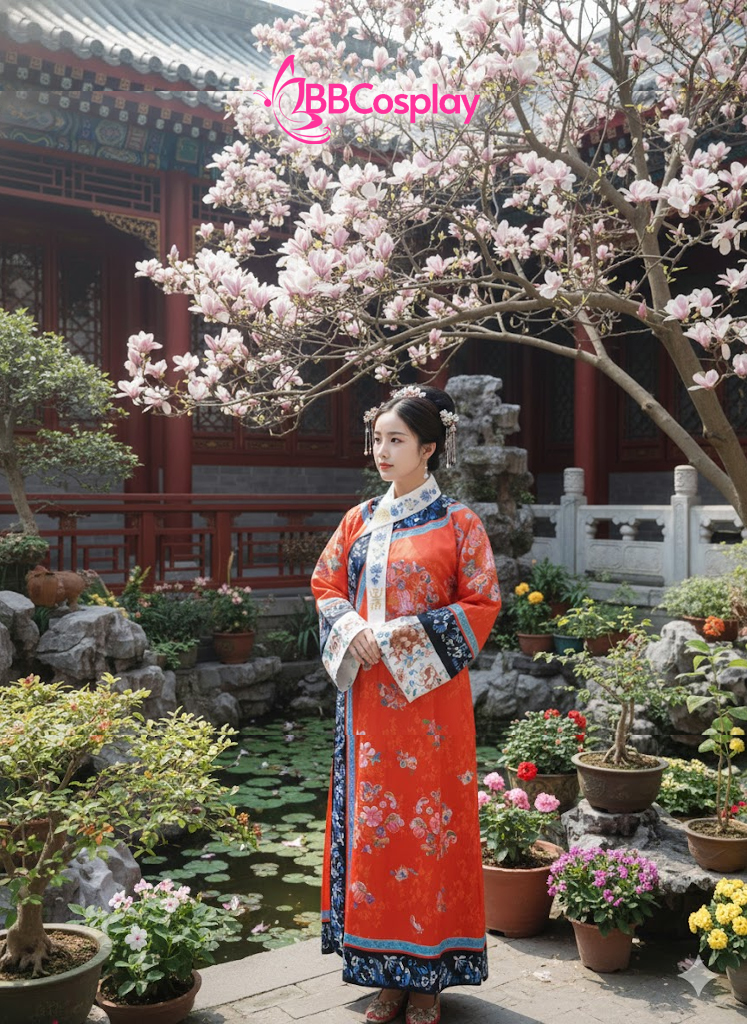 Trang Phục Mãn Thanh Tone Màu Pastel  - Màu Đỏ