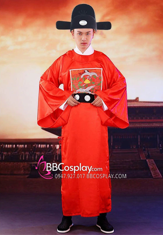 Đồ Cổ Trang Quan Trạng Kỳ Hạc - Màu Đỏ Vải Không Bóng