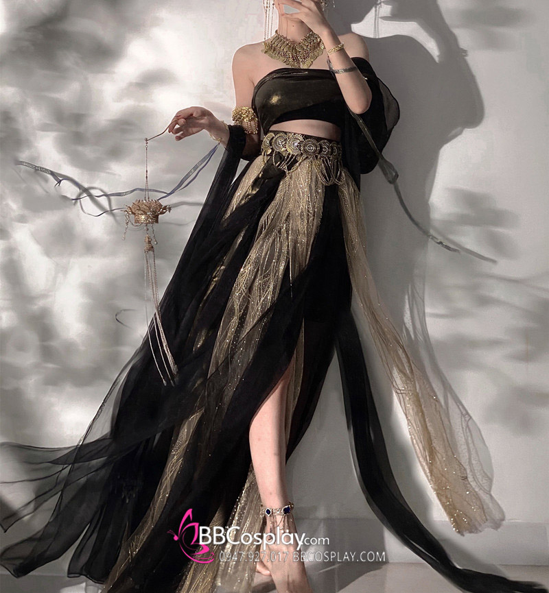 Đồ Múa Đôn Hoàng Huyền Y Hương Sắc - Đen Huyền Bí Có Kèm Trang Sức