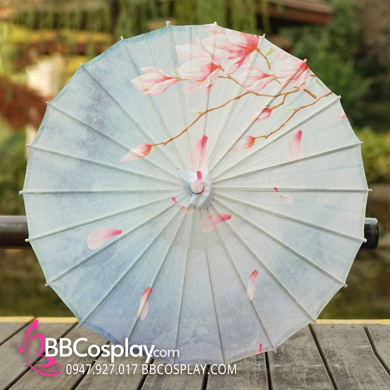 Dù Vải Cổ Trang Xanh Hoa Lan