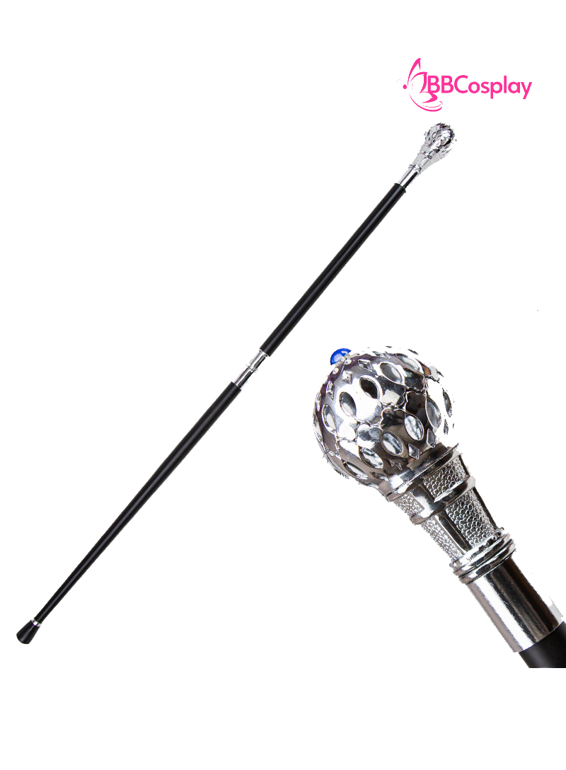 Gậy Quý Tộc Kim Loại Màu Bạc Đầu Tròn Có Lưới