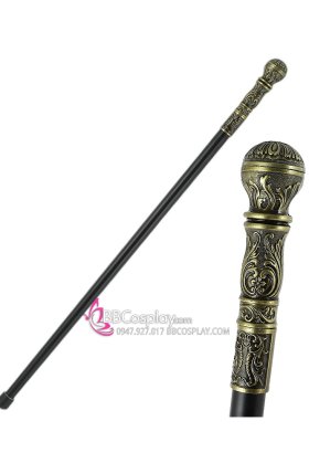 Gậy Quý Tộc Vàng - Bạc Đồng Trạm Trổ Hoa Văn Tinh Xảo Sang Chảnh Quý Phái