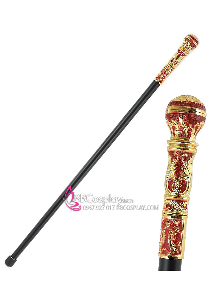 Gậy Quý Tộc Hoa Văn Sắc Nét Tinh Xảo Màu Đỏ Vàng