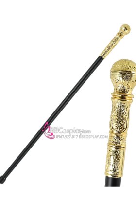 Gậy Quý Tộc Đầu Tròn Vàng Khắc Hoa Văn Đơn Giản