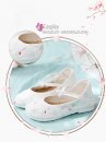 Giày Thêu Bạch Thố Màu Kem - Đế Bằng 2cm Size 39