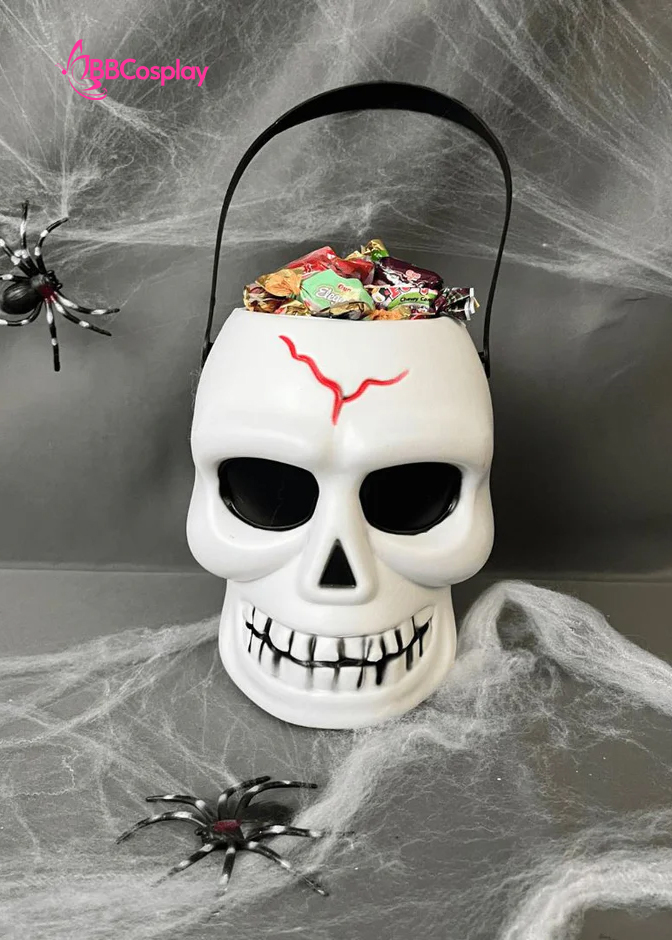 Phụ Kiện Halloween Giỏ Đầu Lâu Có Đèn