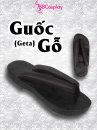 Guốc Gỗ Geta Bản Gỗ Đen Đế Thấp Quai Đen