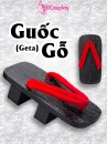 Guốc Gỗ Geta Bản Gỗ Đen Đế Cao Quai Đỏ