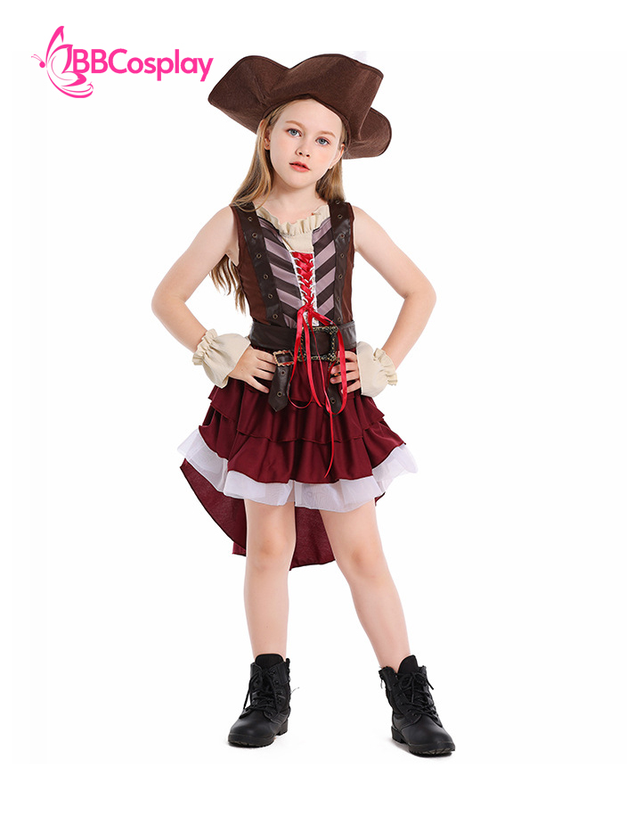 Đồ Nữ Cướp Biển Sọc Nâu Tone Nâu Cho Bé Gái