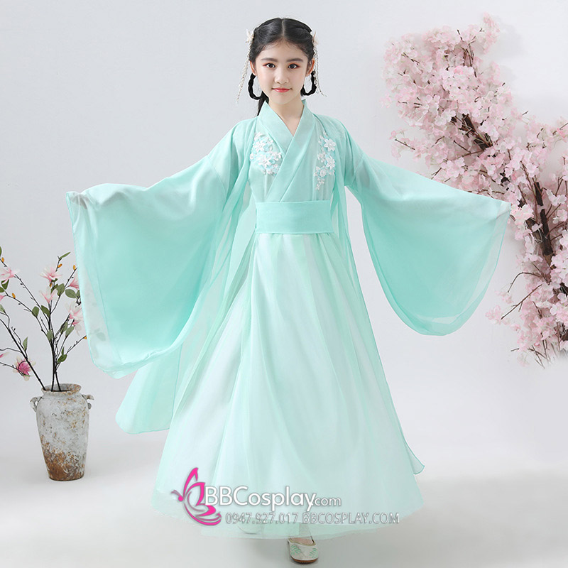 Hán Phục Tiểu Tiên Nữ Cho Bé Xanh Mint