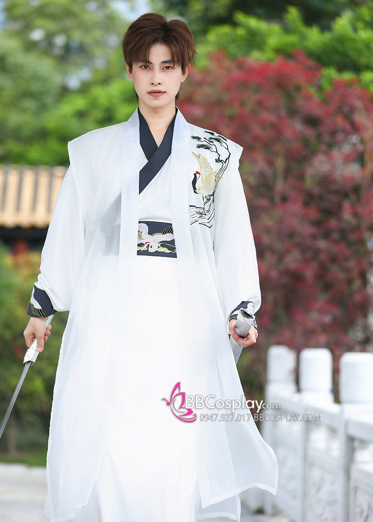 Trang Phục Cổ Trang Nam Bạch Hạc Huyền Sư